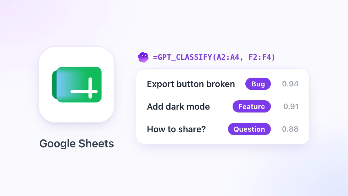 Classificar dados no Google Sheets: =GPT_CLASSIFY, rótulos e confiança