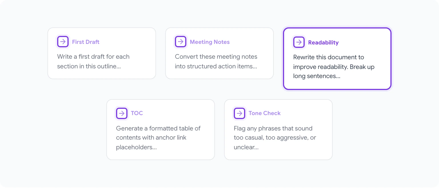 GPT Workspace sidebar interface in Google Docs