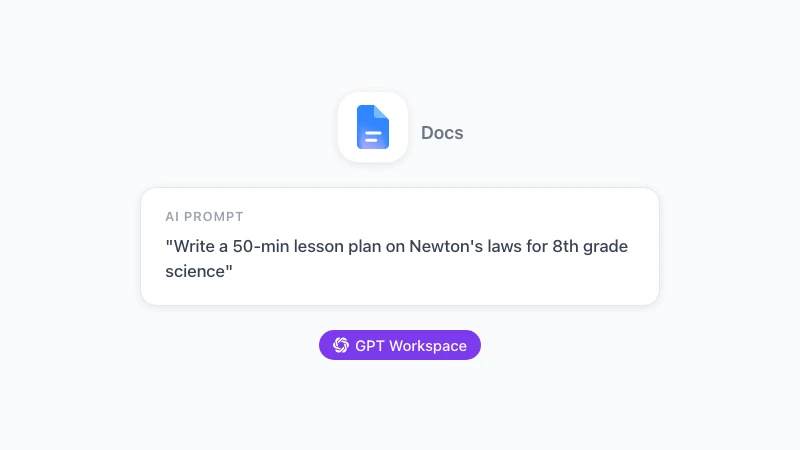ChatGPT generating lesson plans for teachers in Google Docs with GPT Workspace