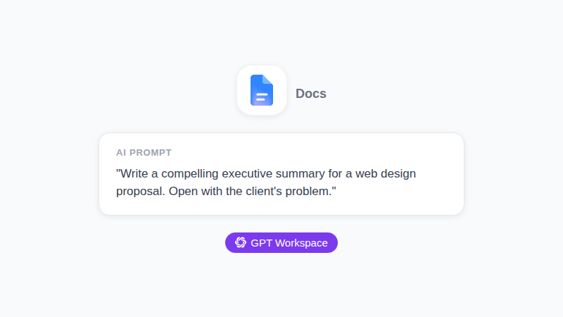 Prompts para propuestas en GPT Workspace dentro de Google Docs